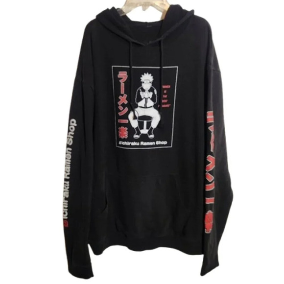 Naruto Shippuden Tops - Naruto Shippuden Ichiraku Ramen Graphic Hoodie Sweatshirt Anime Black XL